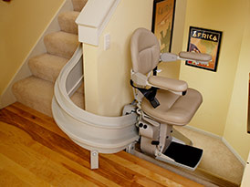 Custom Curved Stairlift Mid Park and Charge Station 1 - Central Massachusetts Stairlifts