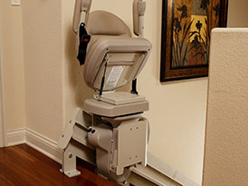 Custom Curved Stairlift Power folding Footrest - Central Massachusetts Stairlifts